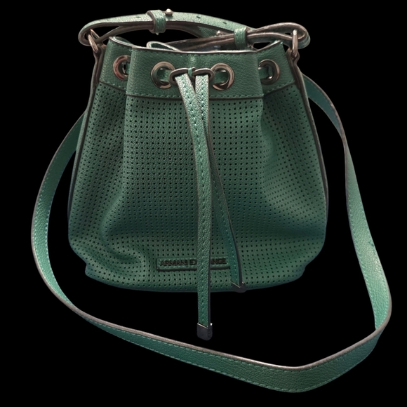 Armani Exchange Handbags - Armani Exchange Perforated Bucket Bag - Emerald Green & Gunmetal